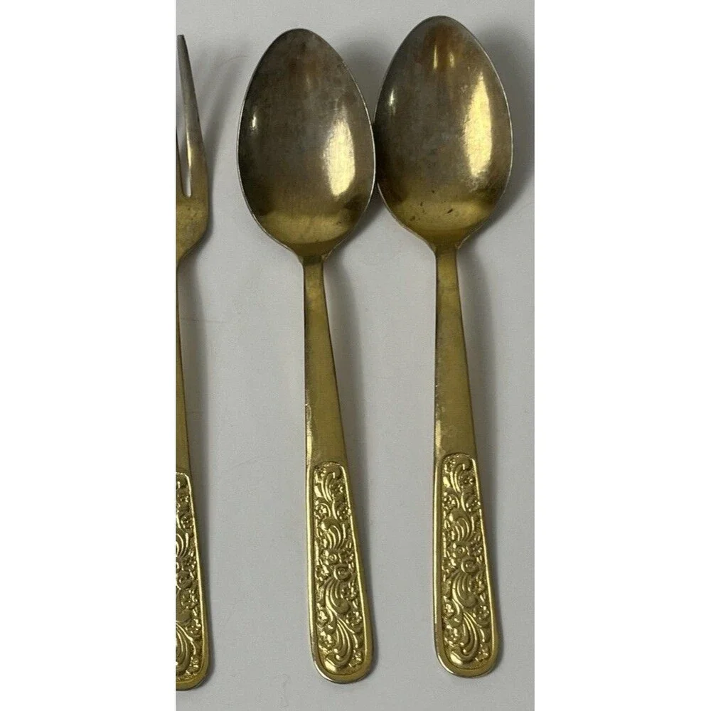 Gold Plated Flatware Vintage Silverware Japan‎ Mid Century Replacement 11 Pc MCM